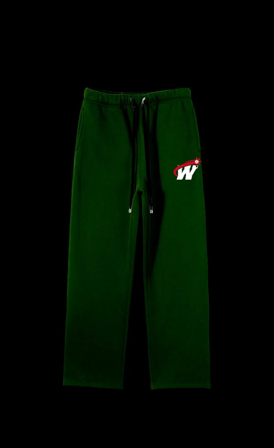 Green Logo Wide Leg Sweatpants